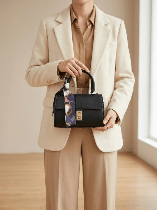 Noir Satchel Mini | Fular Detaylı Mini Çanta