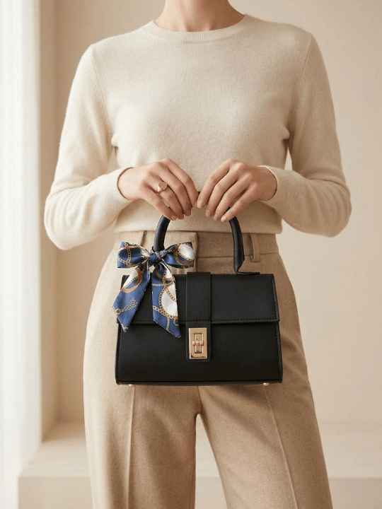 Noir Satchel Mini | Fular Detaylı Mini Çanta