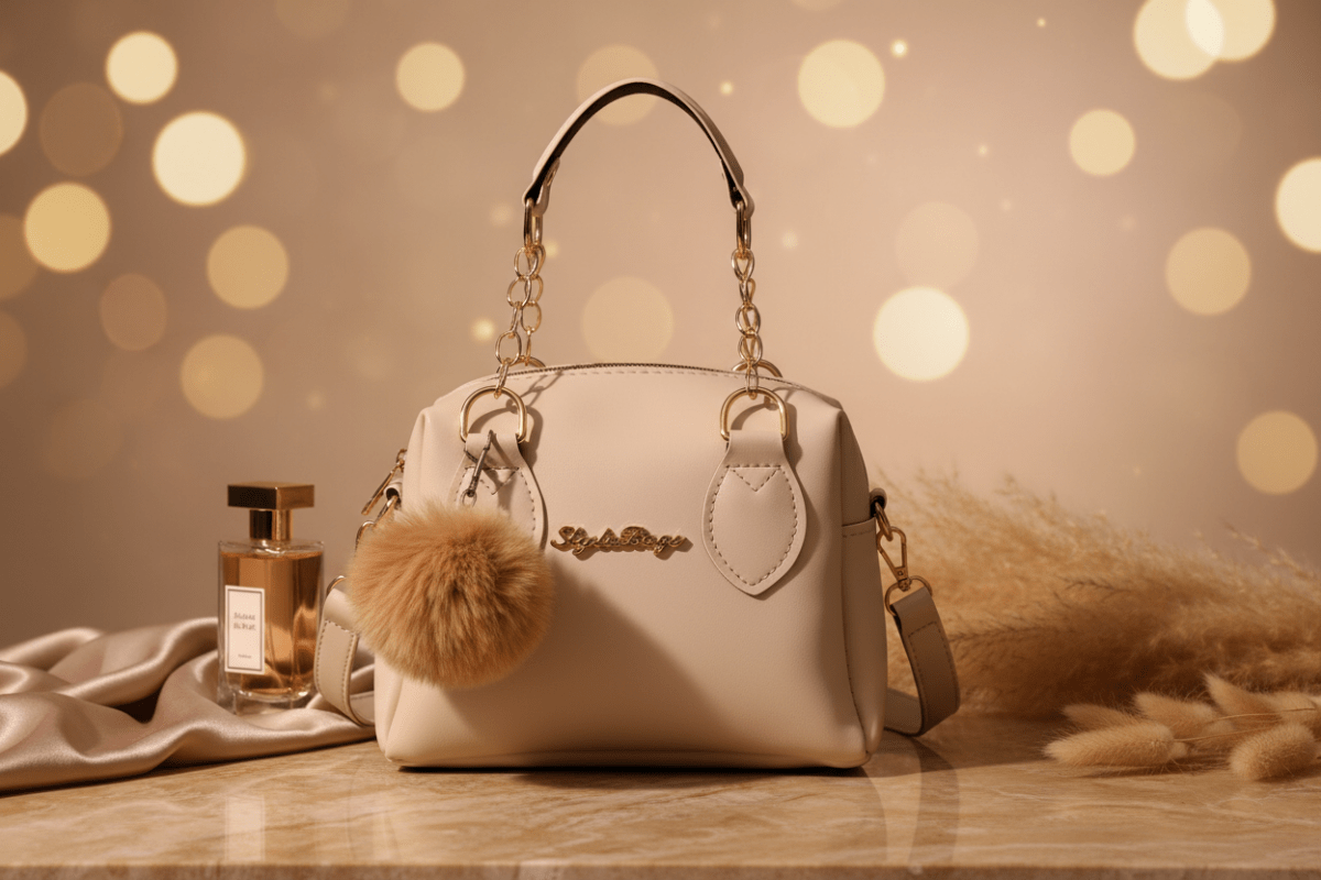 Pearl Charm Bag deve tüyü stüdyo görseli