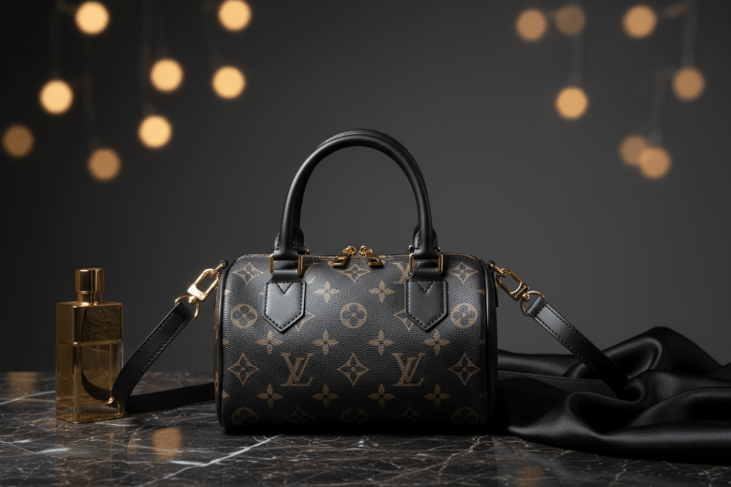 Monogram barrel bag siyah stüdyo görseli