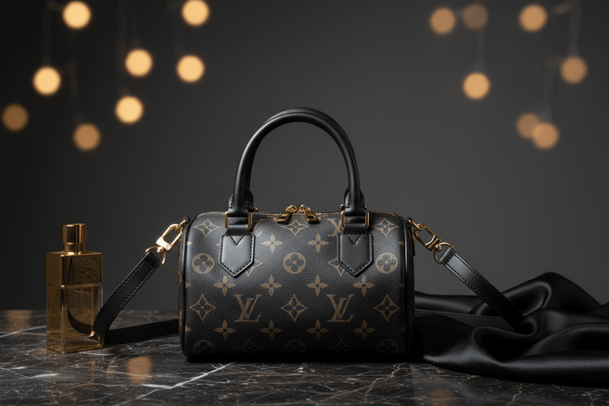 Monogram barrel bag siyah stüdyo görseli