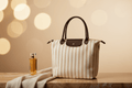 Stripe canvas tote bag stüdyo görseli