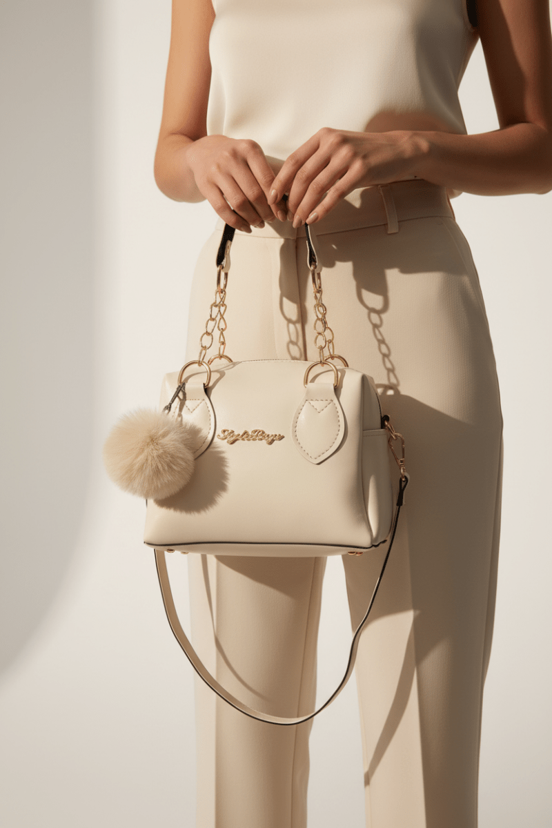 Pearl Charm Bag krem manken görseli 2