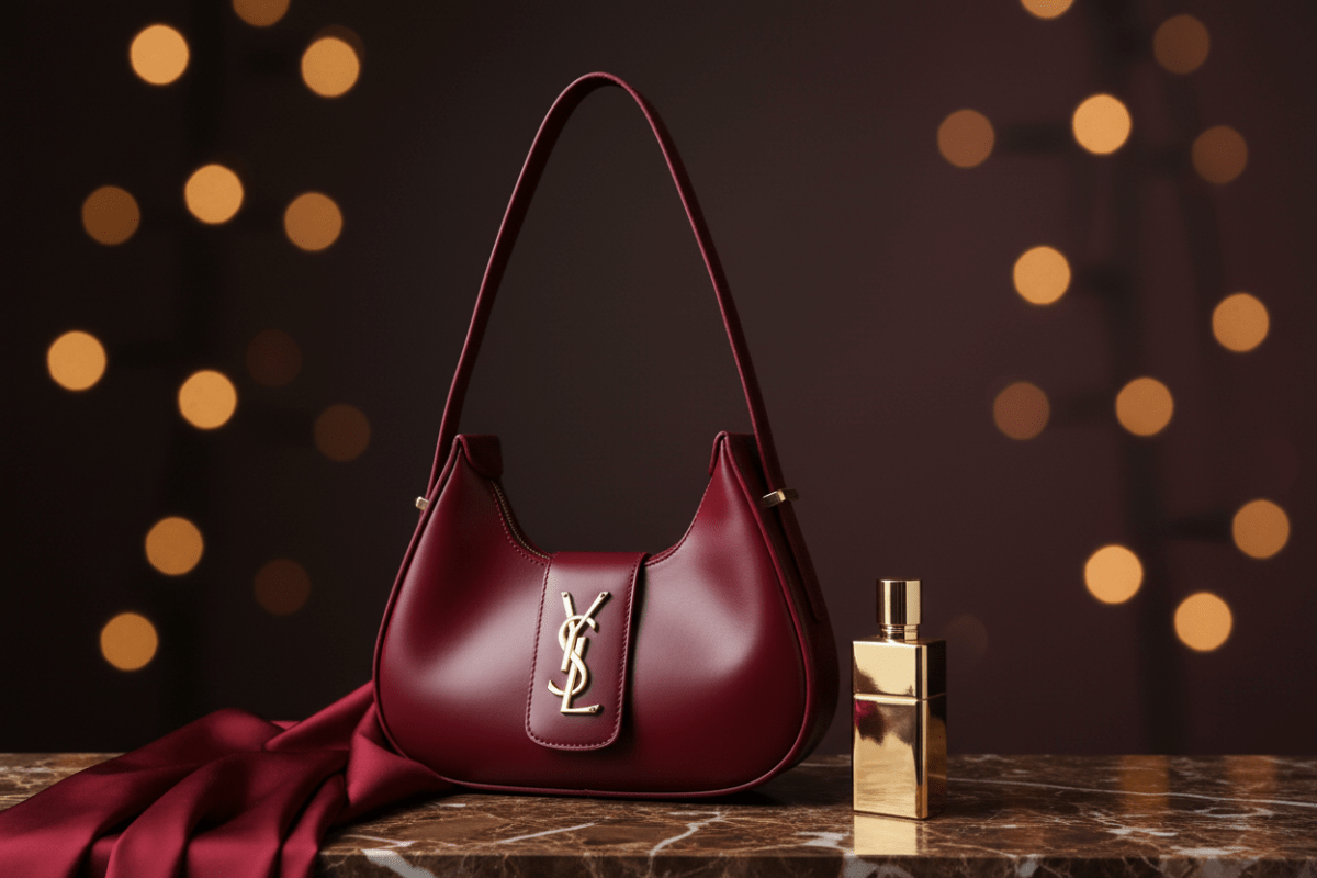 Rouge YSL bordo omuz çantası stüdyo görseli