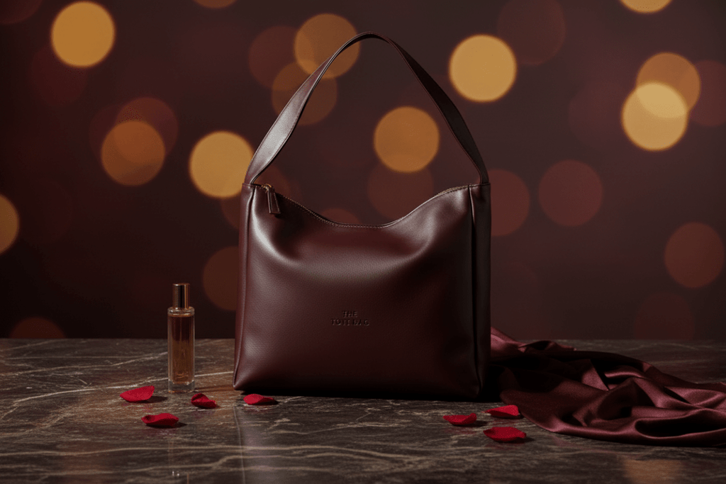 Sahara Tote Bag bordo renk lüks stüdyo görseli
